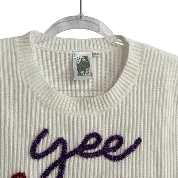 QUEEN OF SPARKLES YEE HAW QUEEN SMALL WHITE SWEATER VEST RED FRINGE PURPLE PINK - Picture 5 of 8